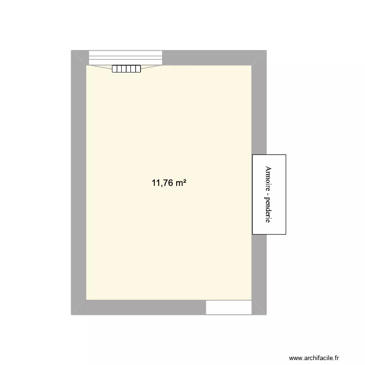 Chambre bureau. Plan de 1  et 12 m²