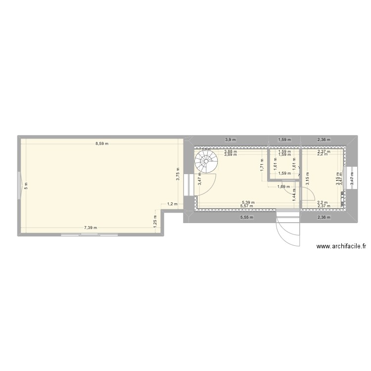 sous sol placo. Plan de 6 pièces et 65 m2