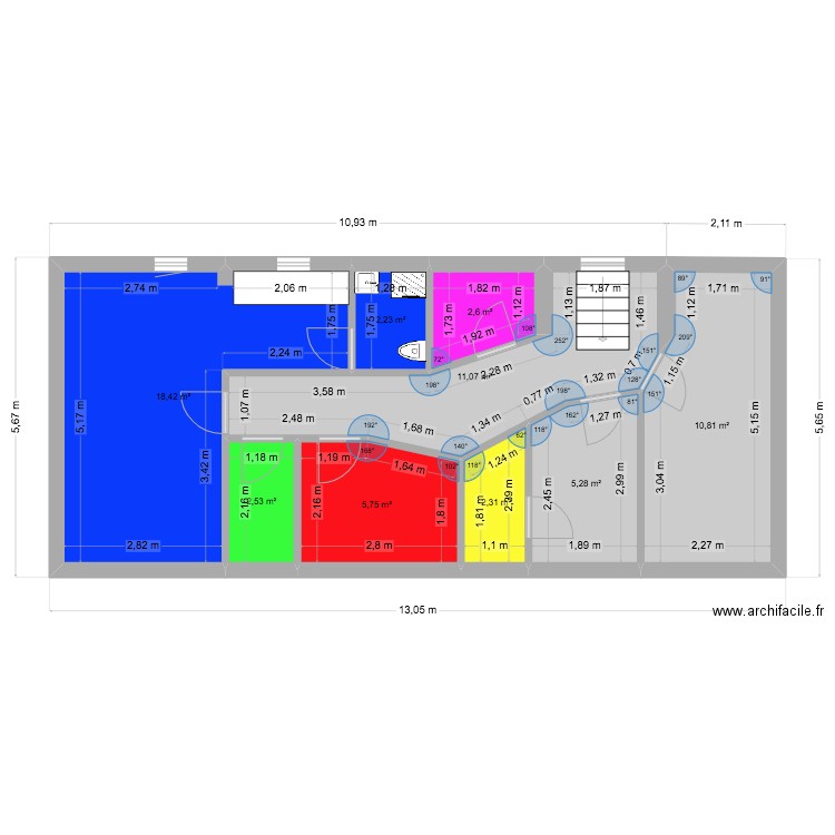 Bureau Montreux. Plan de 9 pièces et 61 m2