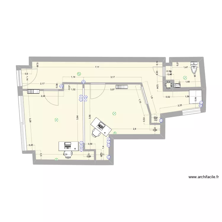 local pro 2 bureaux. Plan de 