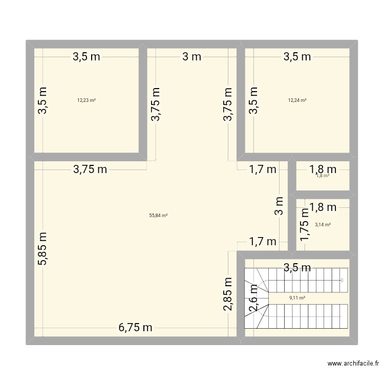 Oued aissi2. Plan de 6 pièces et 94 m2