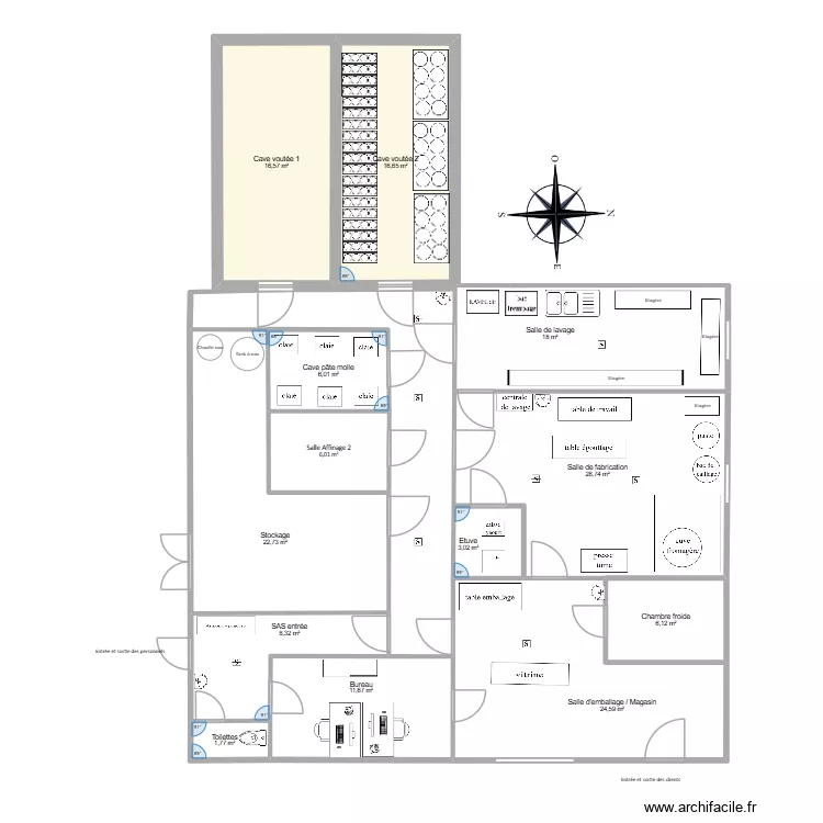 Plan Fromagerie agr&eacute;ment avec mesure. Plan de 