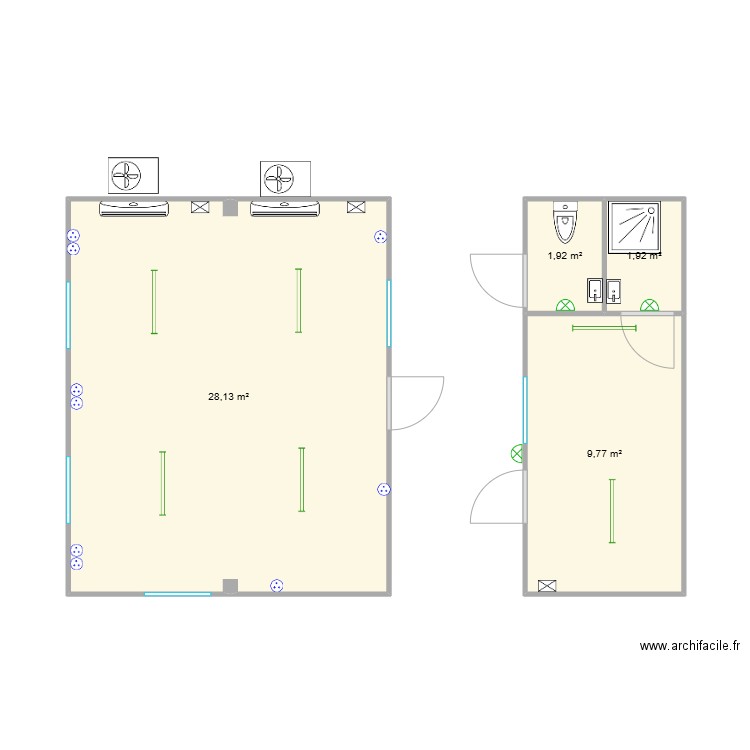 Green loc. Plan de 4 pièces et 42 m2