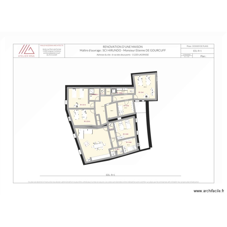 R1 2025.05.20. Plan de 17 pièces et 164 m2