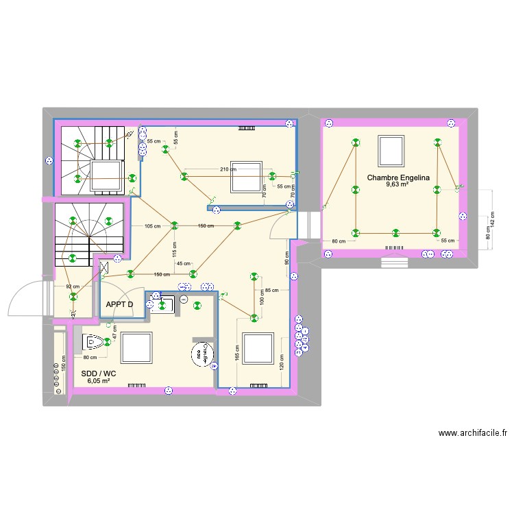 Appt D électricité . Plan de 7 pièces et 54 m2