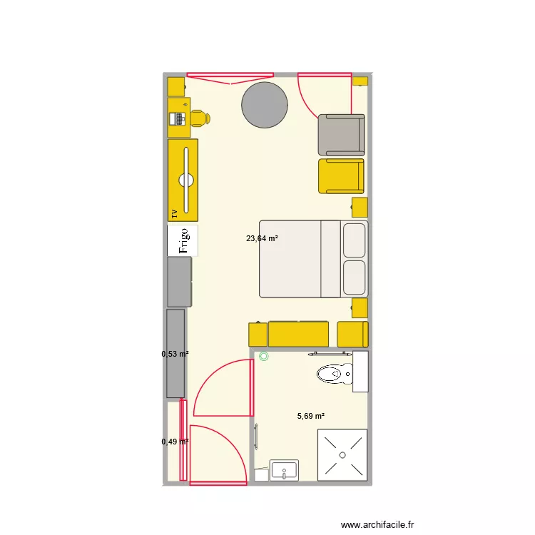 chambre papa v1. Plan de 4 Pièces et 30 m² chambre papa v1. Plan de 4 Pièces et 30 m²