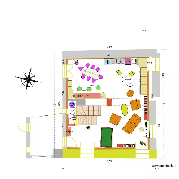 caoussado10f. Plan de 1  et 9 m²