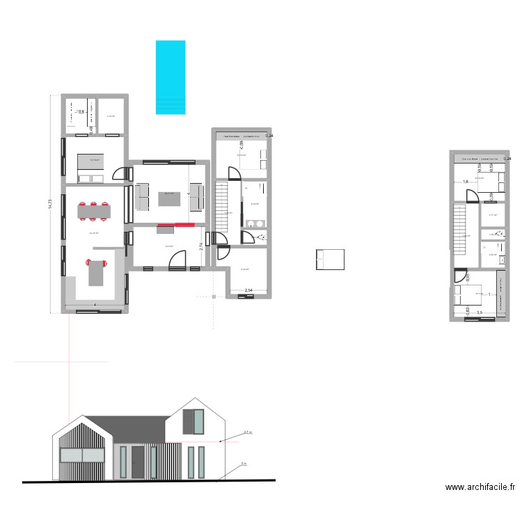 LONGERE TYPE 7. Plan de 17 pièces et 161 m2