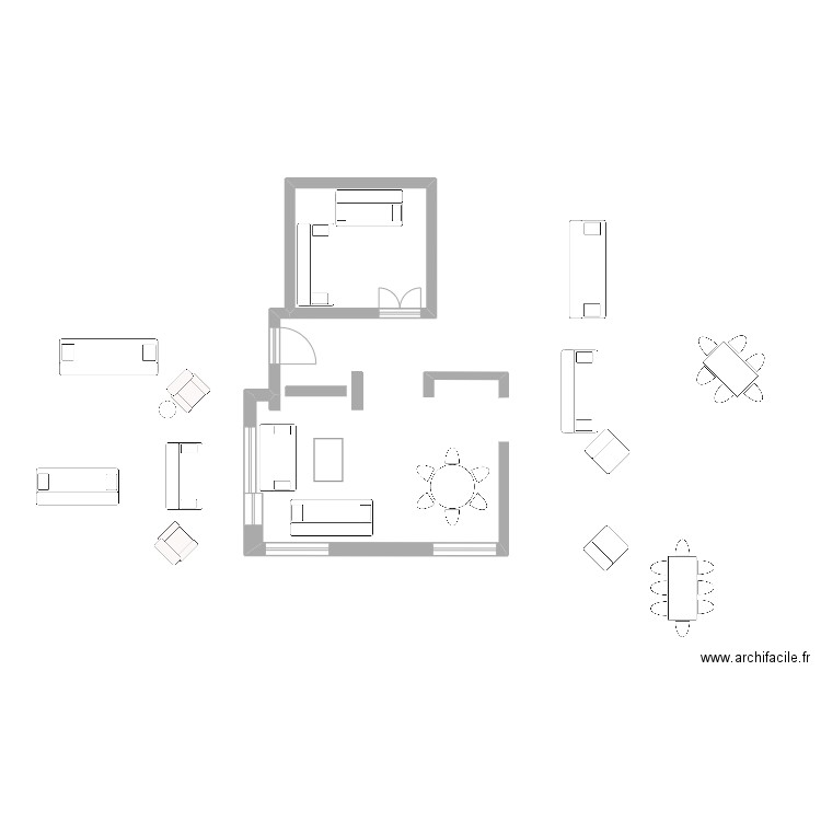 salon1. Plan de 1 pièce et 13 m2