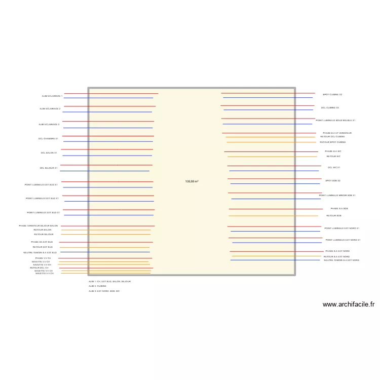 BOITE. Plan de 1 pièce et 109 m²