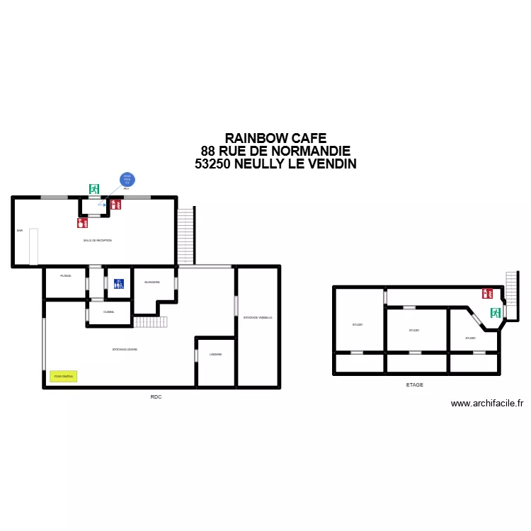 RAINBOW CAFE. Plan de 17  et 297 m²