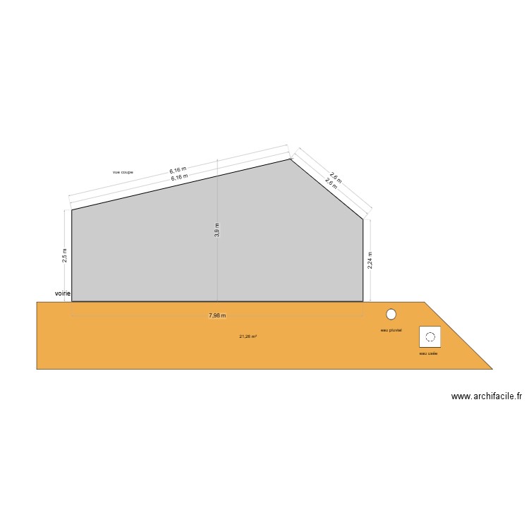vue coupe josselin. Plan de 0 pièce et 0 m2