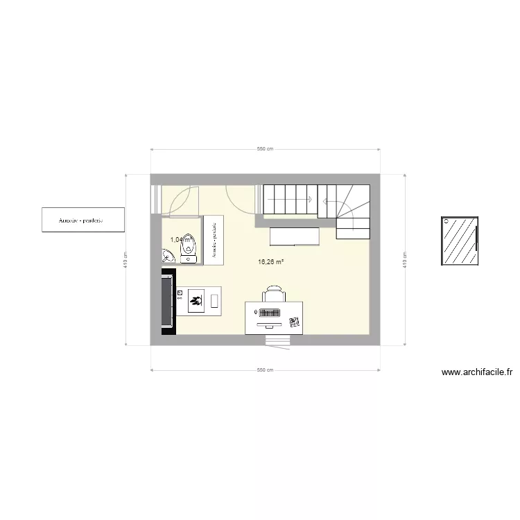 Grange RDC 2. Plan de 2  et 17 m²