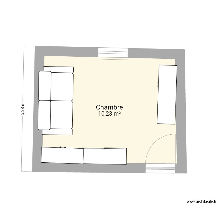 Chambre. Plan de 1 pièce et 10 m2