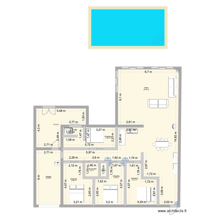 projet 3. Plan de 9 pièces et 171 m2