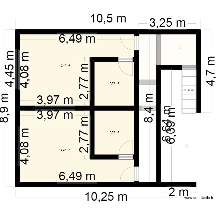 salon chambre fille. Plan de 6 pièces et 86 m2