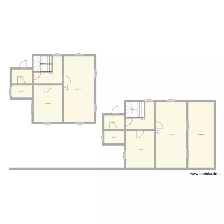 steineveien 115 dupliqu&eacute;. Plan de 13  et 128 m²