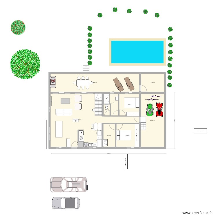 COUCOURON 5. Plan de 9 pièces et 143 m2