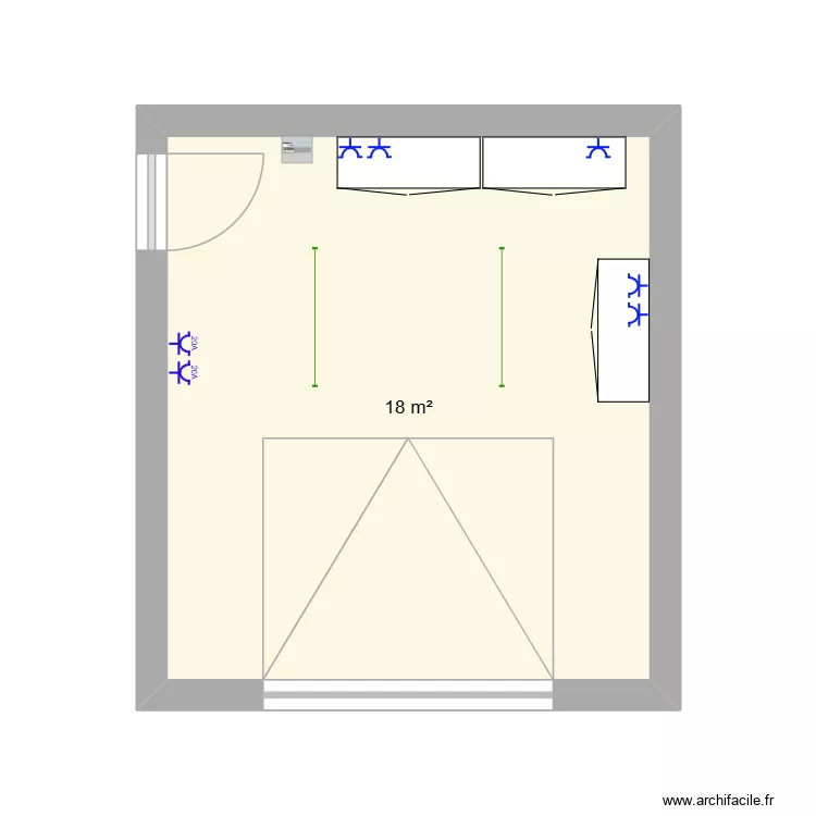 chef d'oeuvre. Plan de 1 Pièce et 18 m²