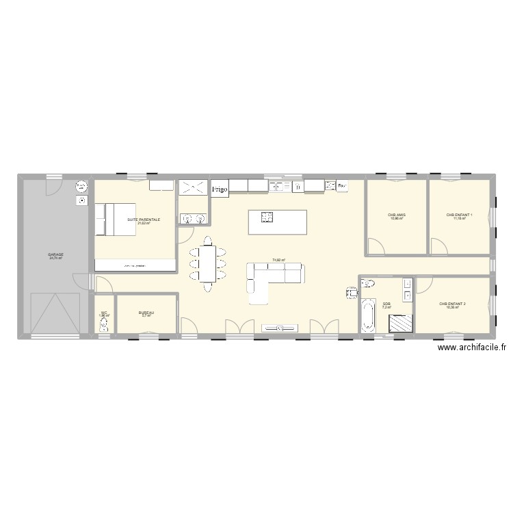 MAISON LONGERE 145M2. Plan de 9 pièces et 169 m2