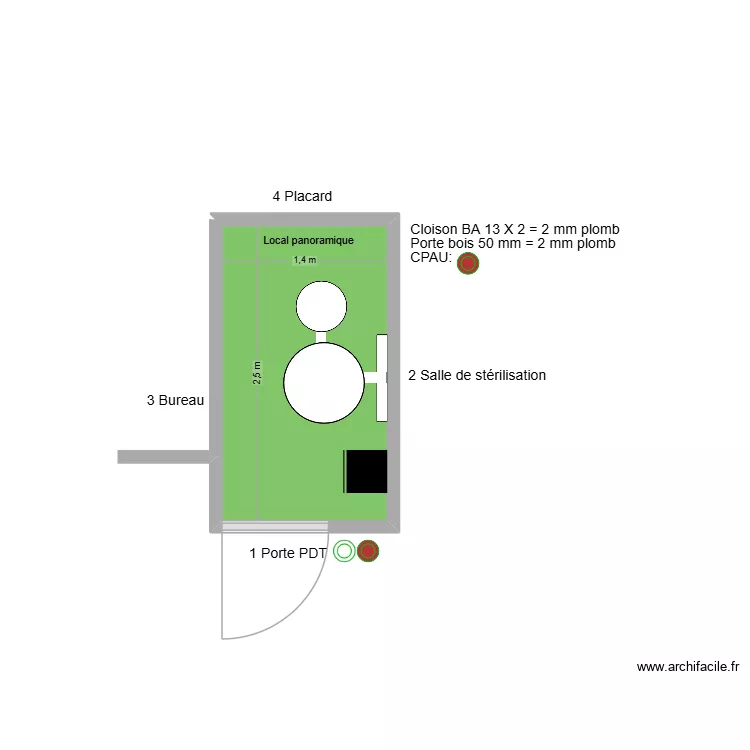 60709 Local panoramique. Plan de 1  et 4 m²