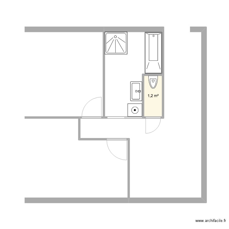 audoin. Plan de 1 pièce et 1 m2