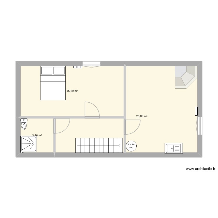 424 route du moulin 33210 castets. Plan de 3 pièces et 45 m2