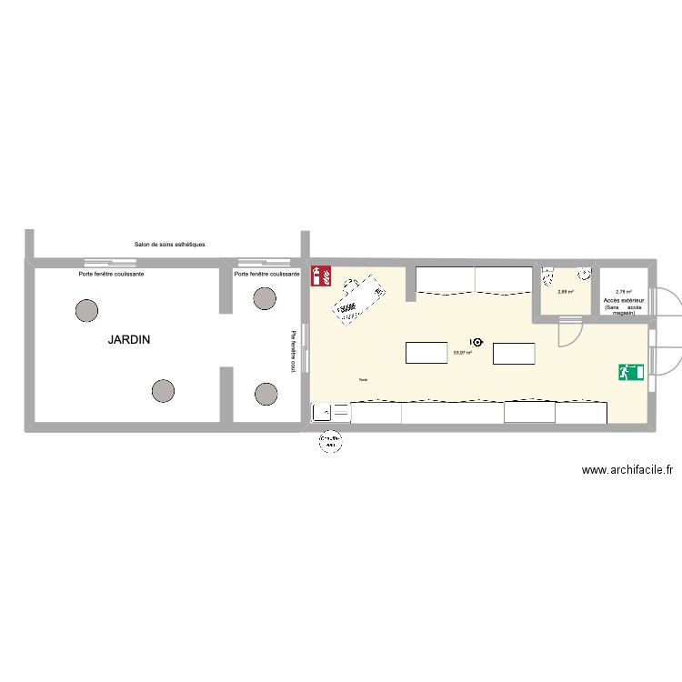 Plan Victoire V2. Plan de 3 pièces et 60 m2