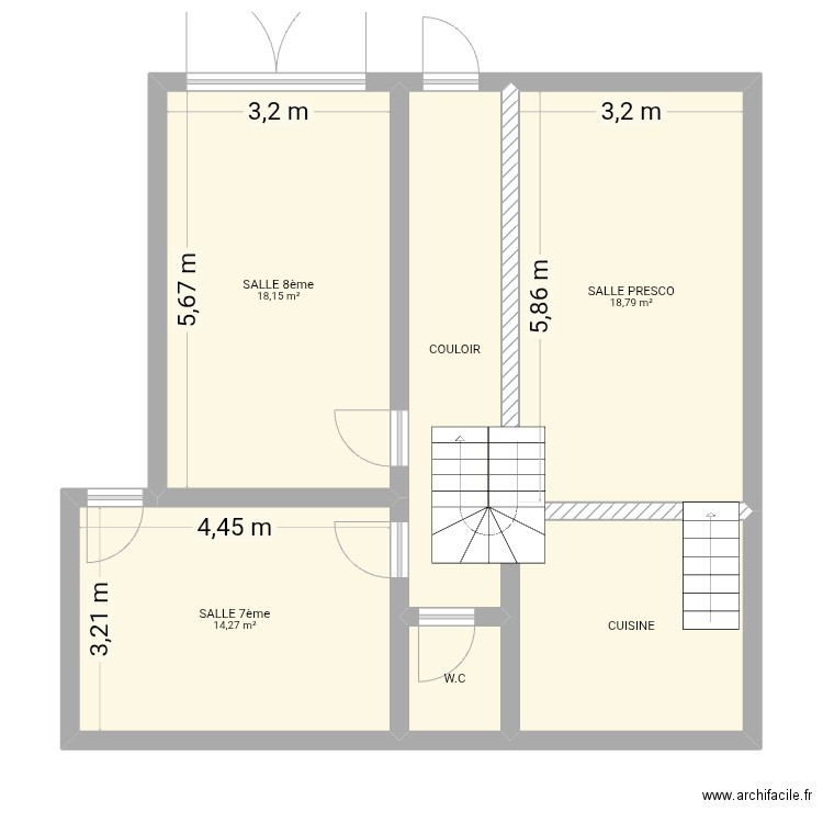 PLAN RDC. Plan de 6 pièces et 73 m2