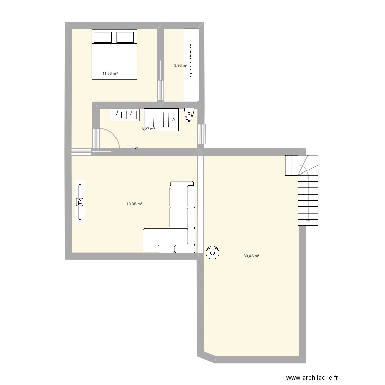 Plan2. Plan de 5 pièces et 72 m2