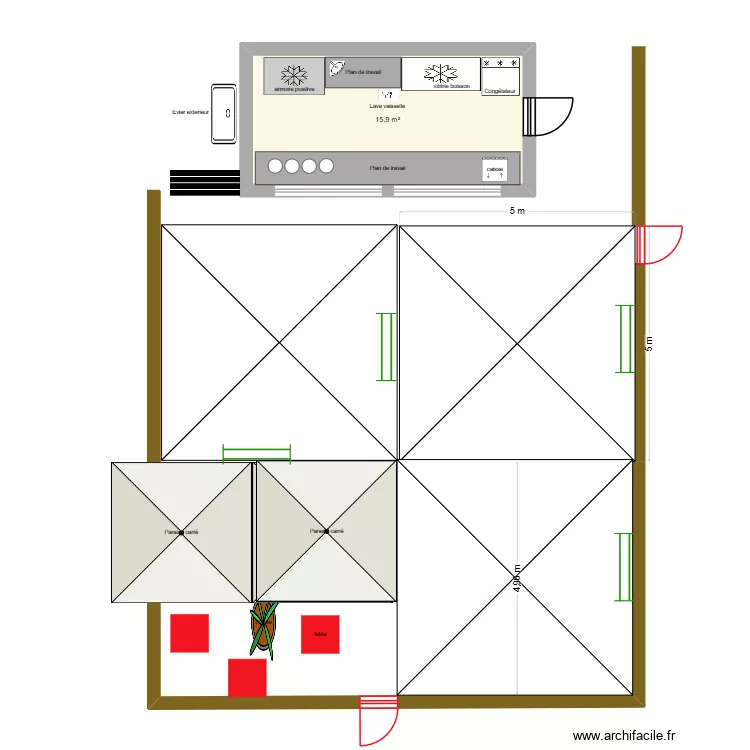modulaire. Plan de 1  et 16 m²