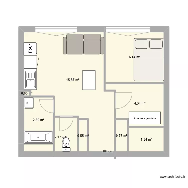 T1 BIS A TRANSFORMER T2 V1. Plan de 9 Pièces et 35 m²