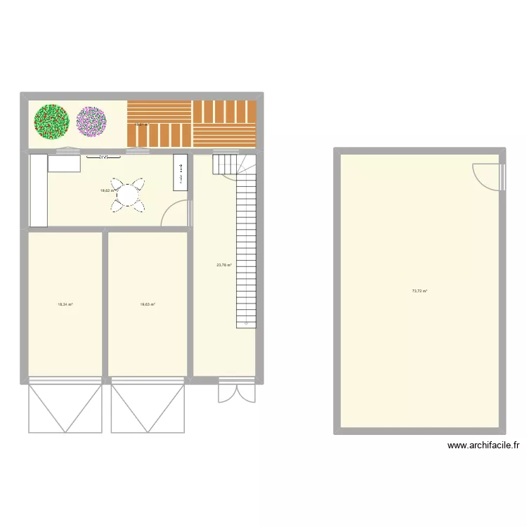 Cho3ba2. Plan de 6  et 174 m²