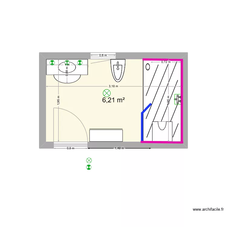 siccardi après travaux. Plan de 1 et 6 m² siccardi après travaux. Plan de 1 et 6 m²