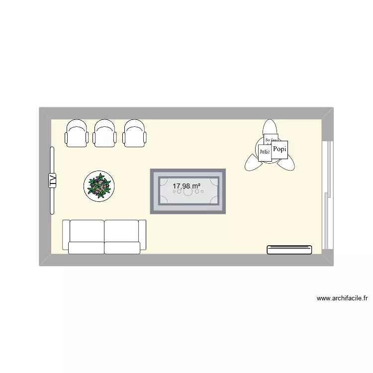 Espace d\'accueil. Plan de 1  et 18 m²