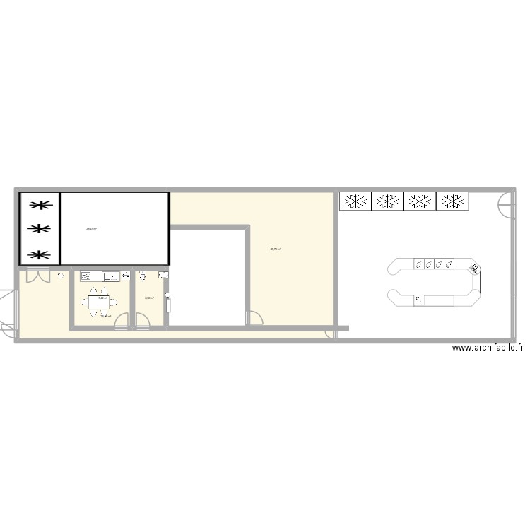 Boucherie VV. Plan de 5 pièces et 128 m2