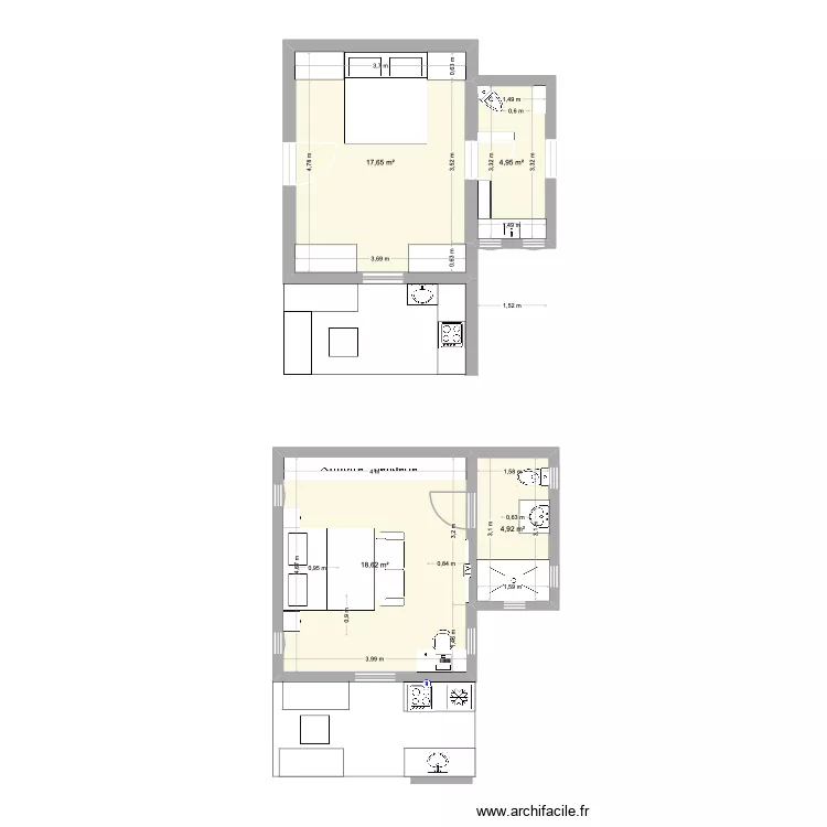 BUNGALOW 4.2 Yllan chambre JUIN 26. Plan de 2  et 24 m²