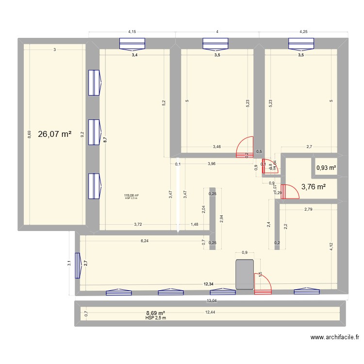 Maison. Plan de 5 pièces et 159 m2