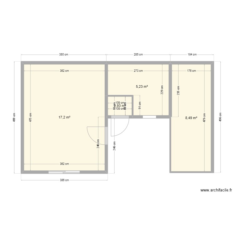 cabinet. Plan de 4 pièces et 32 m2