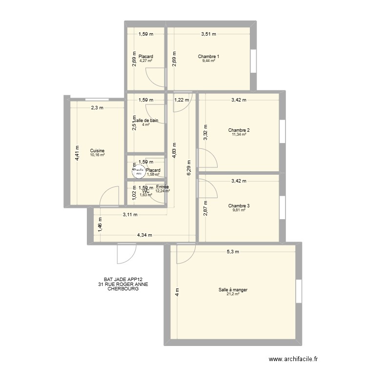 BAT JADE LGT12. Plan de 10 pièces et 86 m2