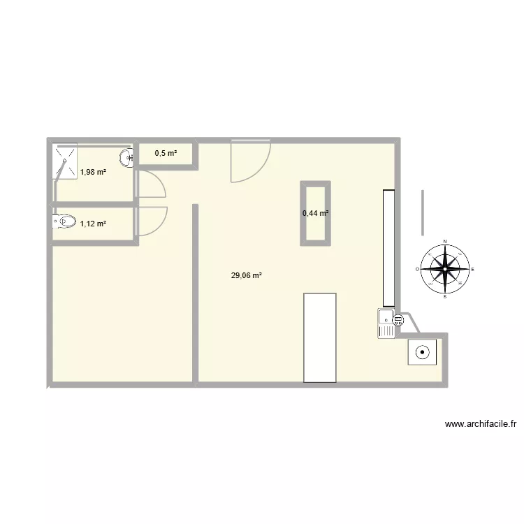 aff0105412. Plan de 5  et 34 m²