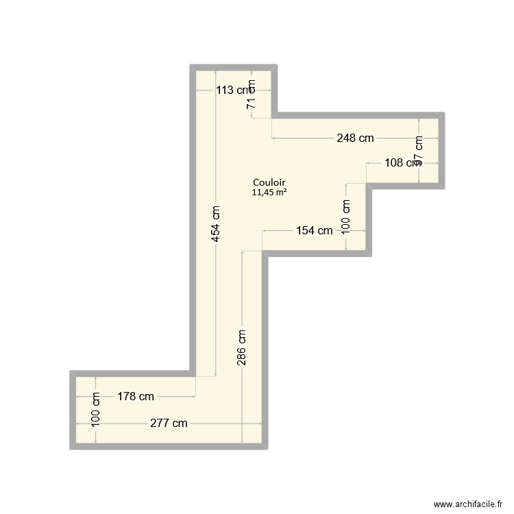 Martin - Couloir. Plan de 1 pièce et 11 m2
