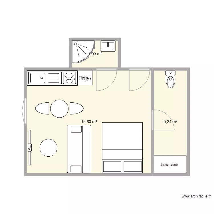 graulhet 11 appartement 2. Plan de 3  et 27 m²