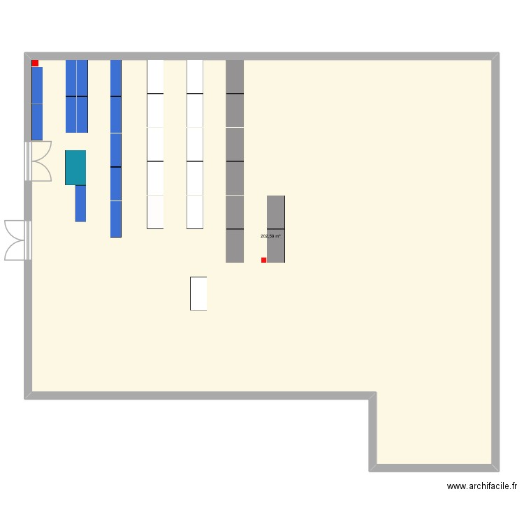 STOCK. Plan de 1 pièce et 203 m2