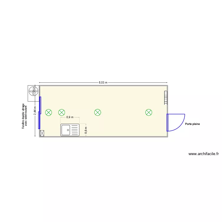 N&deg;375 Arboriste du dauphin&eacute;. Plan de 1 Pièce et 14 m²