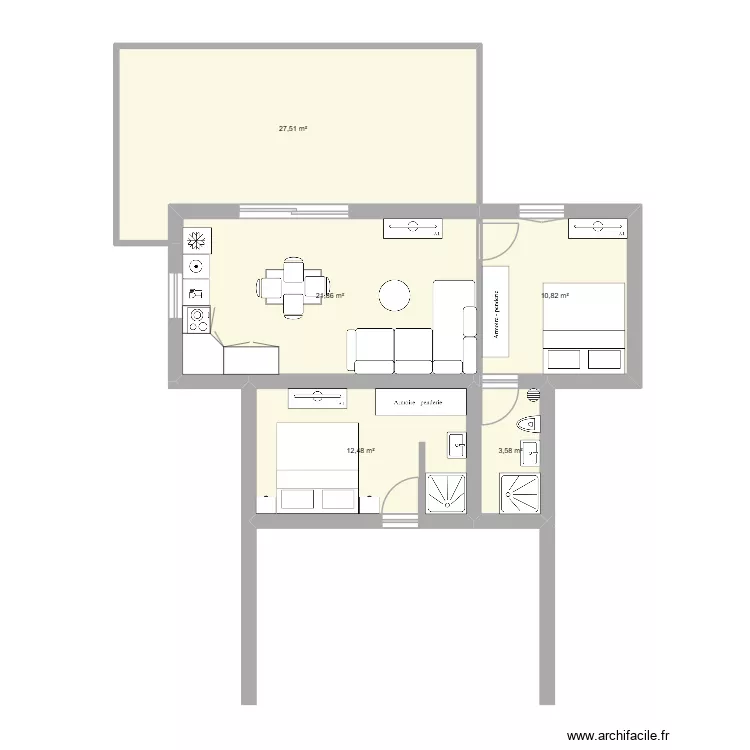 appart. Plan de 5  et 76 m²
