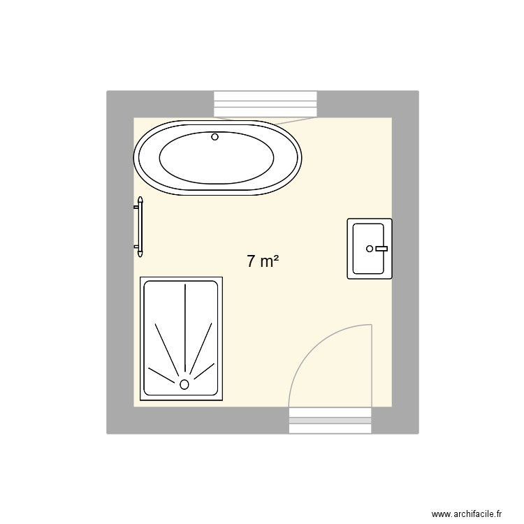 salle de bain 1. Plan de 1 pièce et 7 m2