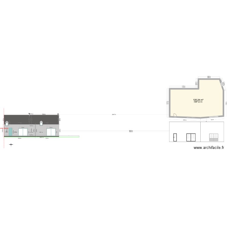 PLAN PC 2. Plan de 2 pièces et 221 m2