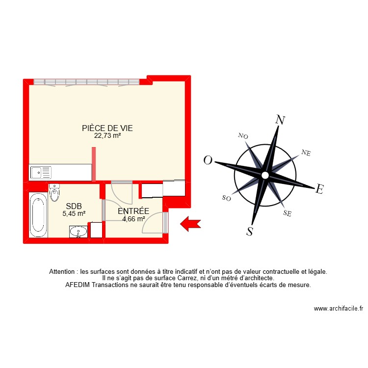 BI 30307. Plan de 6 pièces et 34 m2