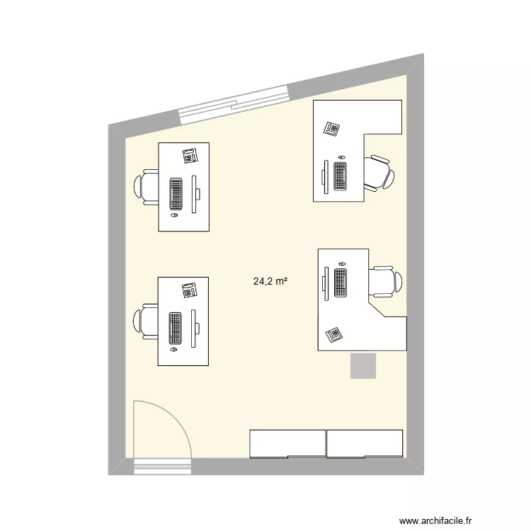 SSE. Plan de 1 pièce et 24 m²